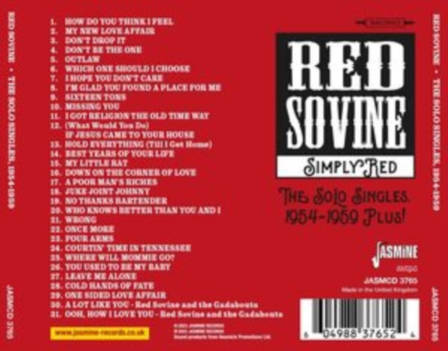 Red Sovine CD - Simply Red - The Solo Singles 1954-59 Plus!