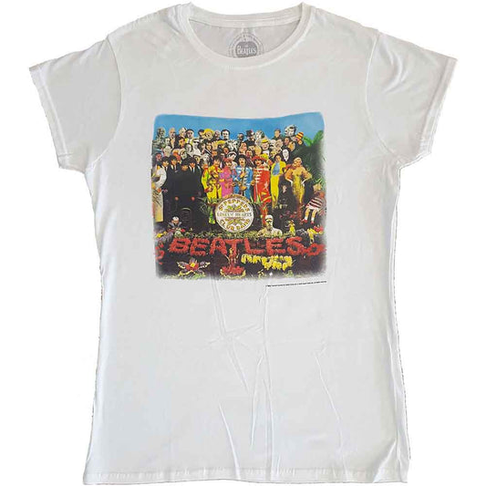 The Beatles White Women's T Shirt - Vtge Sgt Pepper