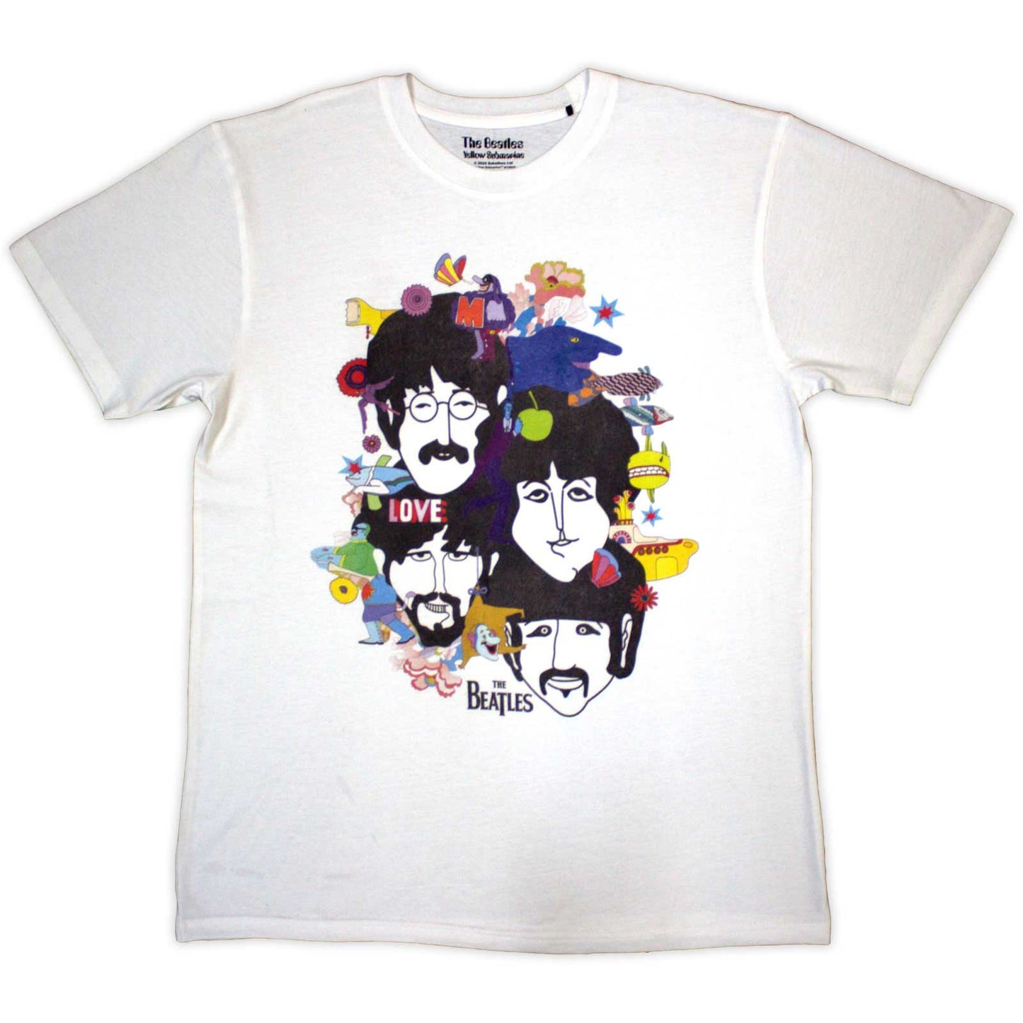 The Beatles Long Sleeve T Shirt - Yellow Submarine Heads Collage
