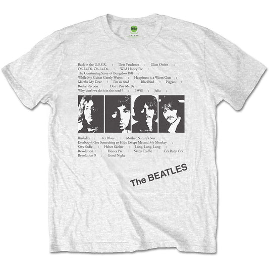 The Beatles White T Shirt - White Album Tracks