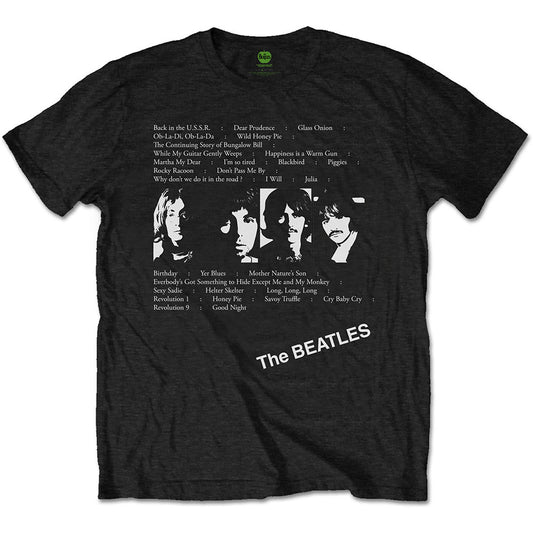 The Beatles Black T Shirt - White Album Tracks
