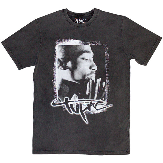 Tupac T Shirt - Spray Photo Stone Wash