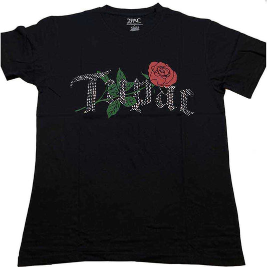 Tupac T Shirt - Rose Logo Diamante