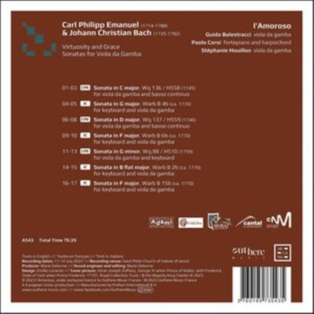 Guido Balestracci / Paolo Corsi / Stephanie Houillon CD - Virtuosity And Grace. Sonatas For Viola Da Gamba