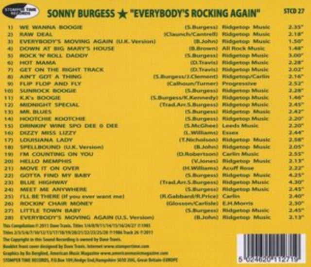 Sonny Burgess CD - Everybodys Rockin Again