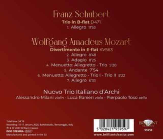 Nuovo Trio Italiano Darchi CD - Mozart: Divertimento Kv563