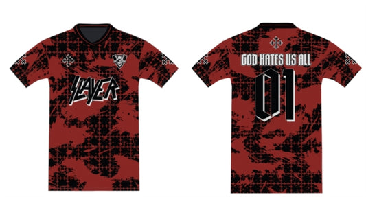 Slayer Amplified Vintage Football T Shirt - God Hates Us