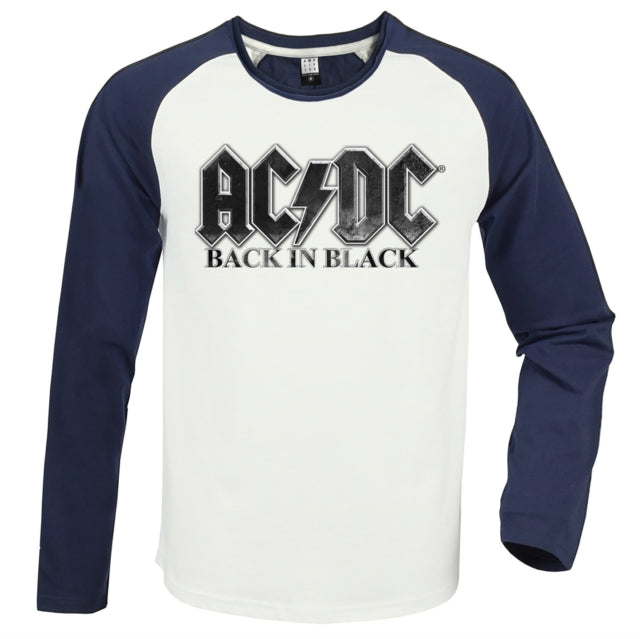 AC/DC Baseball Jersey - Back In Black White / Navy Amplified Vintage