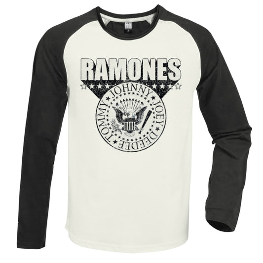 Ramones Baseball Jersey - 3D Crest White / Charcoal Amplified Vintage