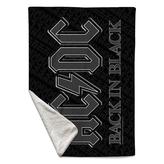 Rocksax AC/DC Sherpa Fleece Blanket - Back In Black | Buy Now From £39.99