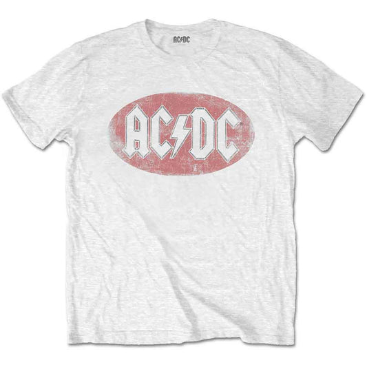 ACDC White T Shirt - Oval Logo Vintage