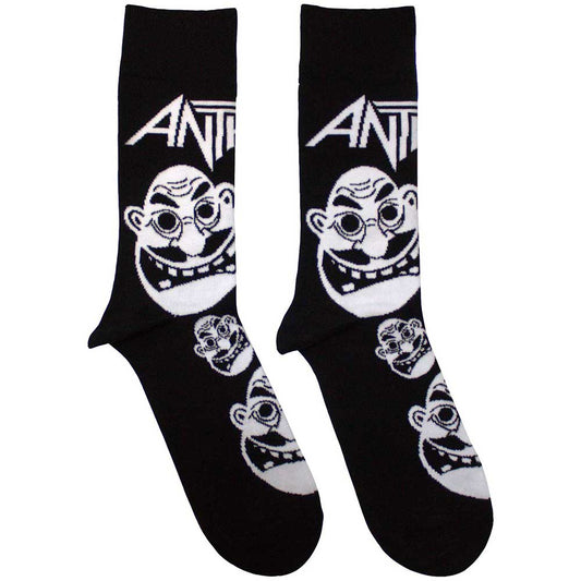 Anthrax Ankle Socks - Faces Pattern B&W
