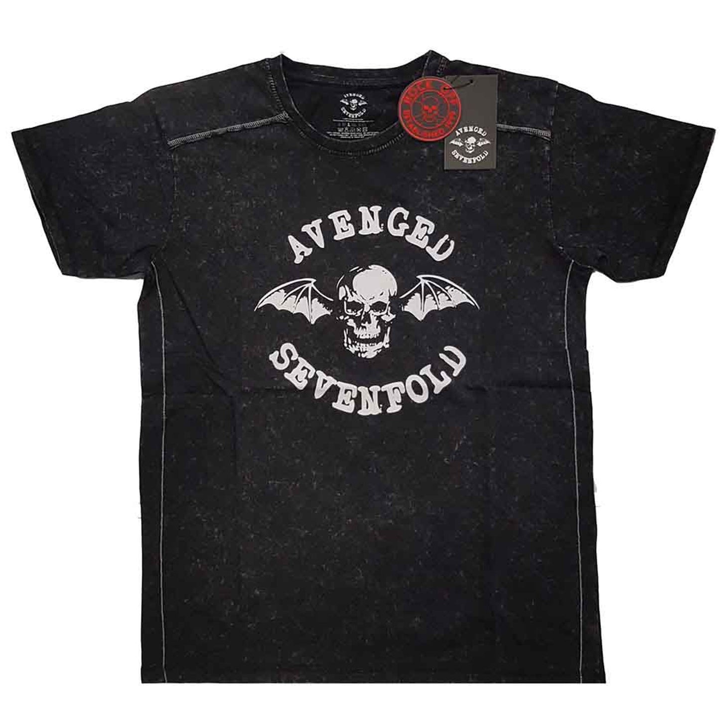Avenged Sevenfold Black T Shirt - Logo Snow Wash