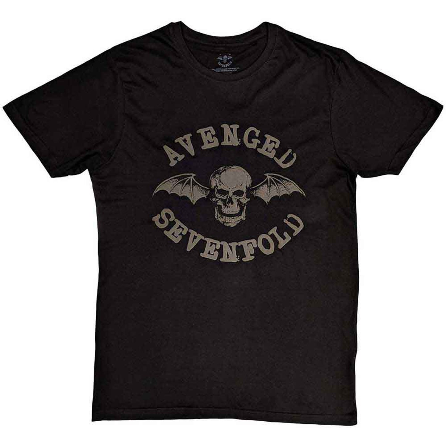 Avenged Sevenfold Black T Shirt - Classic Deathbat Hi-Build