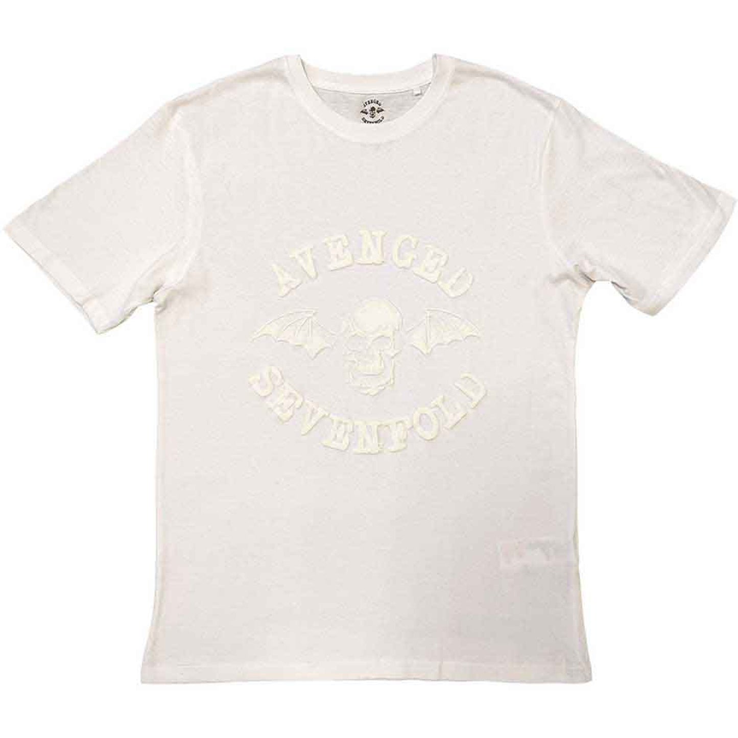 Avenged Sevenfold White T Shirt - Classic Deathbat Hi-Build
