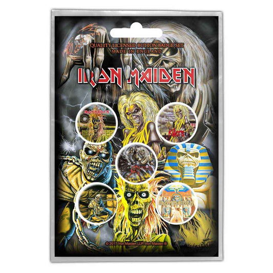 Iron Maiden Plastic Pin Badge - Early Albums