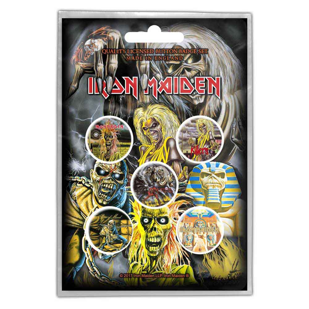 Iron Maiden Plastic Pin Badge - Early Albums