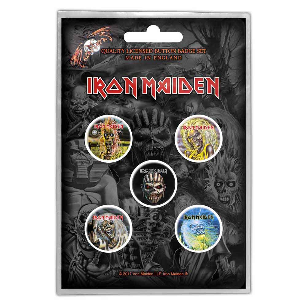Iron Maiden Plastic Pin Badge - The Faces Of Eddie