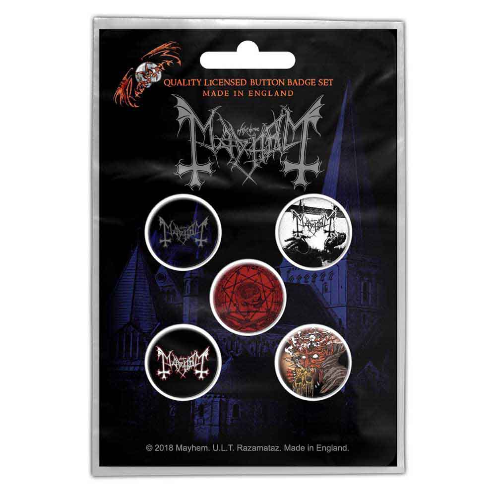 Mayhem Plastic Pin Badge - De Mysteriis Dom Sathanas