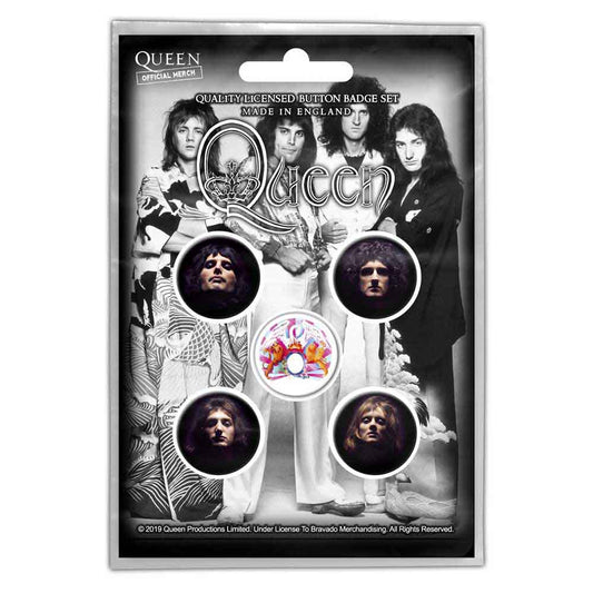 Queen Plastic Pin Badge - Faces