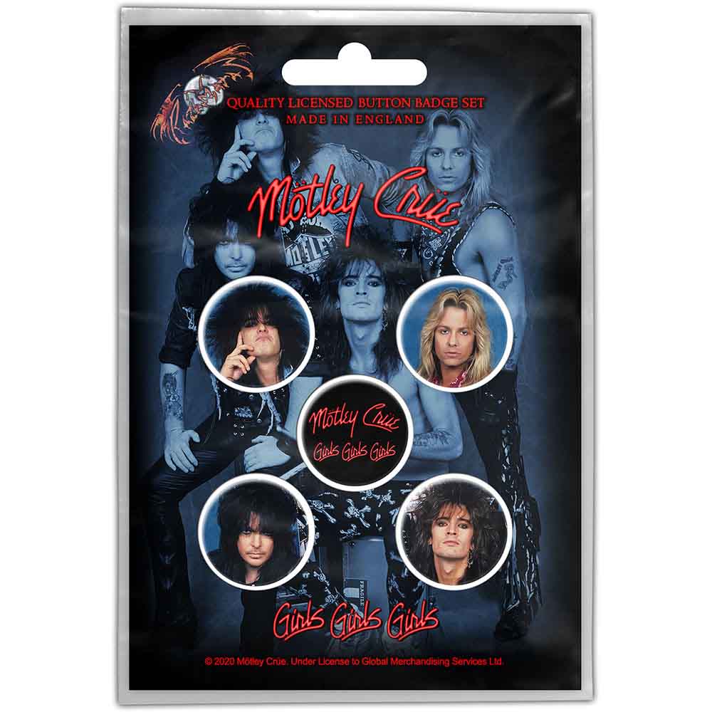 Mötley Crüe Plastic Pin Badge - Girls, Girls, Girls