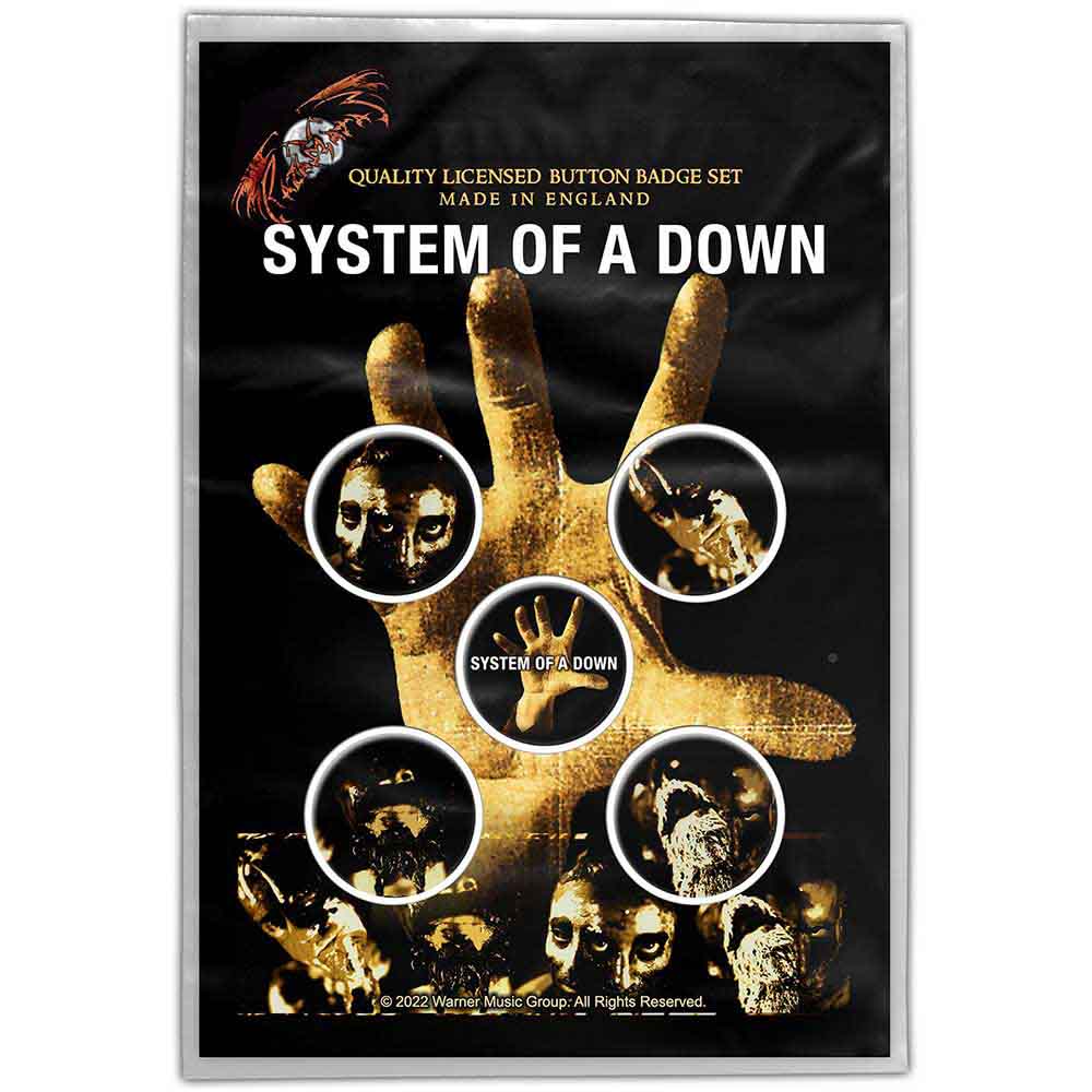 System Of A Down Plastic Pin Badge - Hand