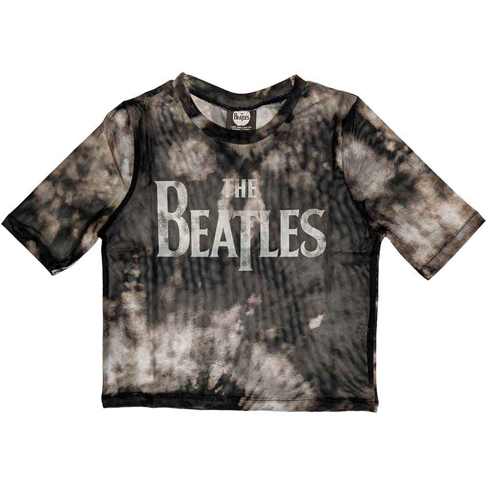 The Beatles Womens Mesh Short Sleeve Crop Top - Drop T Logo