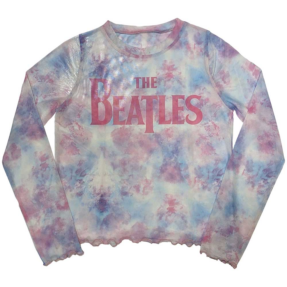 The Beatles Womens Mesh Long Sleeve Crop Top - Drop T Logo