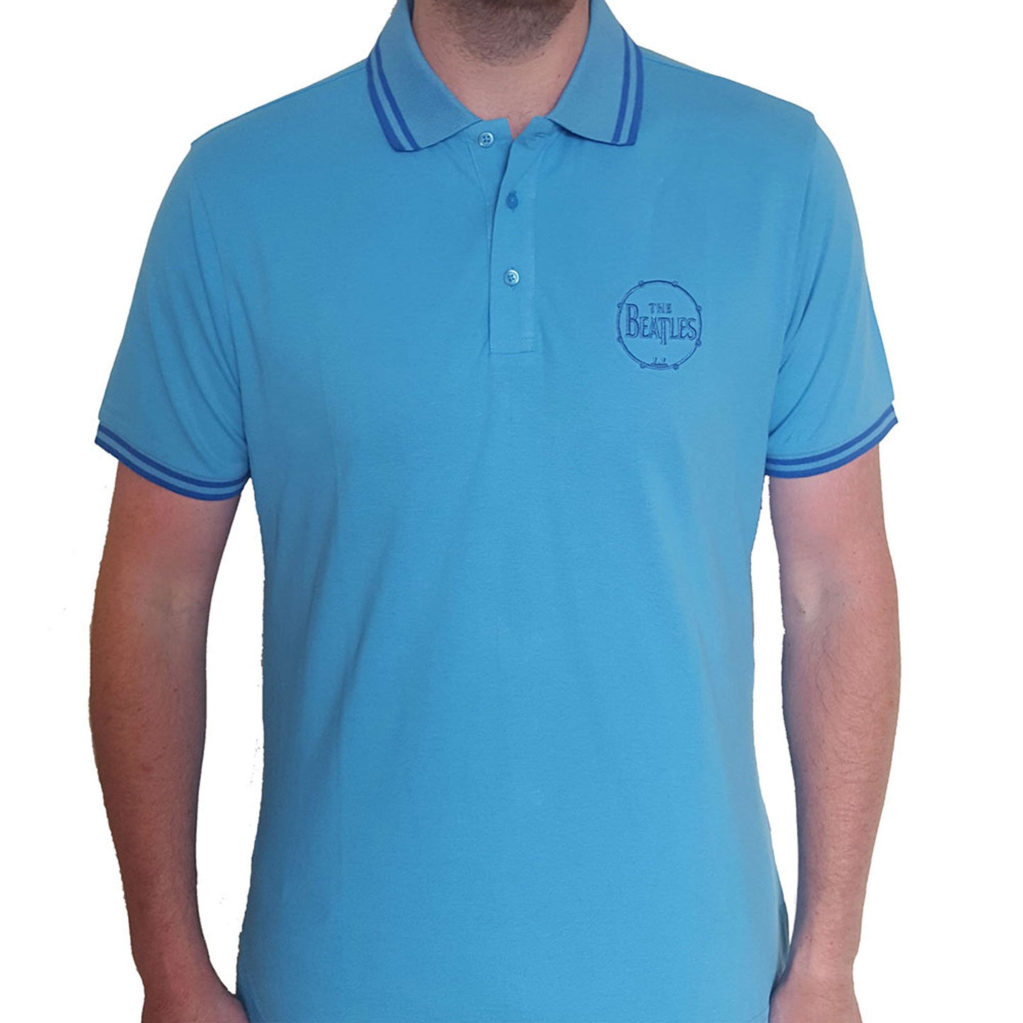 The Beatles Light Blue Polo Shirt - Drum Logo