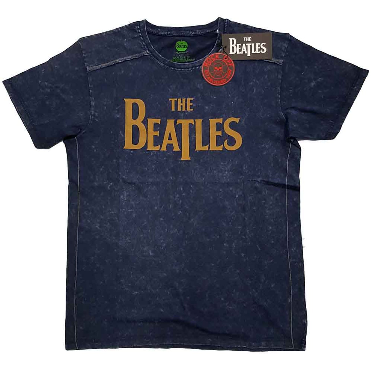The Beatles Navy T Shirt - Drop T Logo Snow Wash