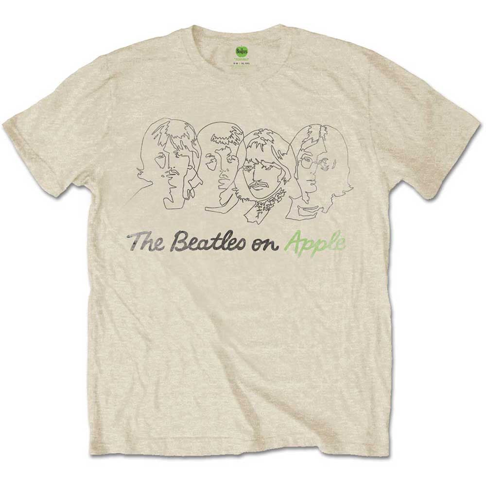 The Beatles T Shirt - Outline Faces On Apple