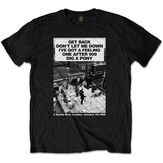 The Beatles Black T Shirt - Rooftop Songs