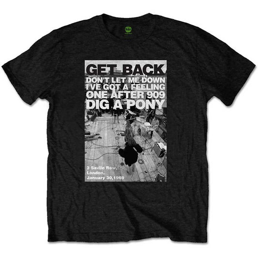 The Beatles Black T Shirt - Rooftop Shot