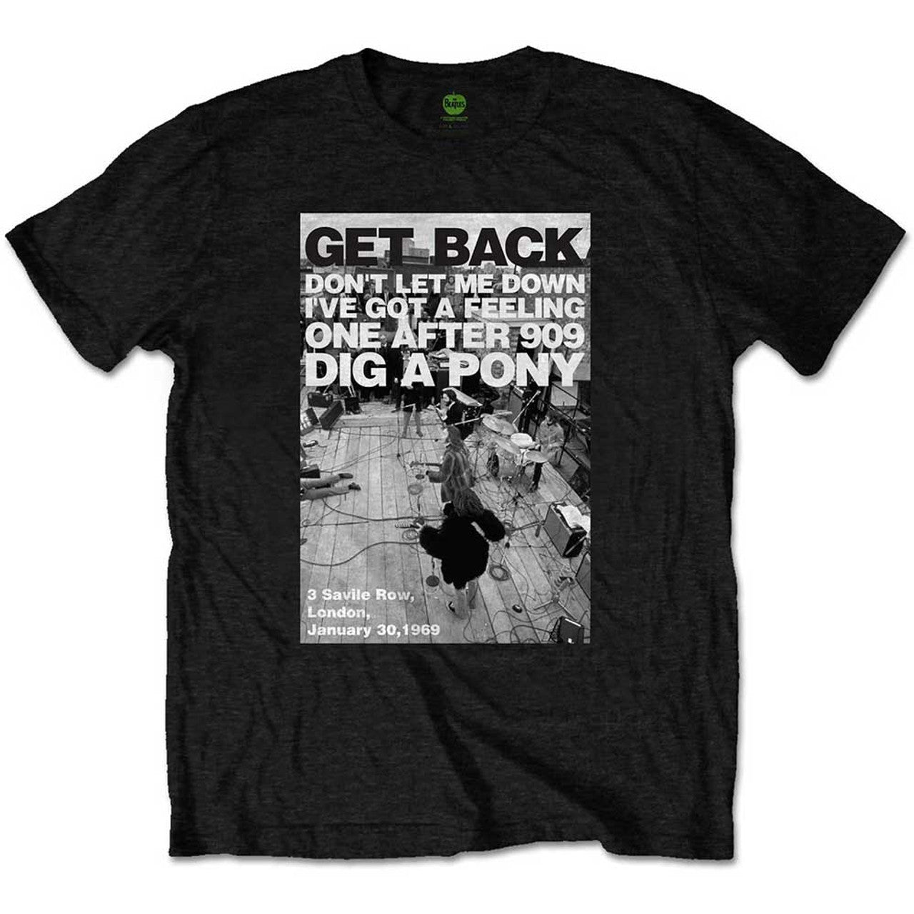 The Beatles Black T Shirt - Rooftop Shot