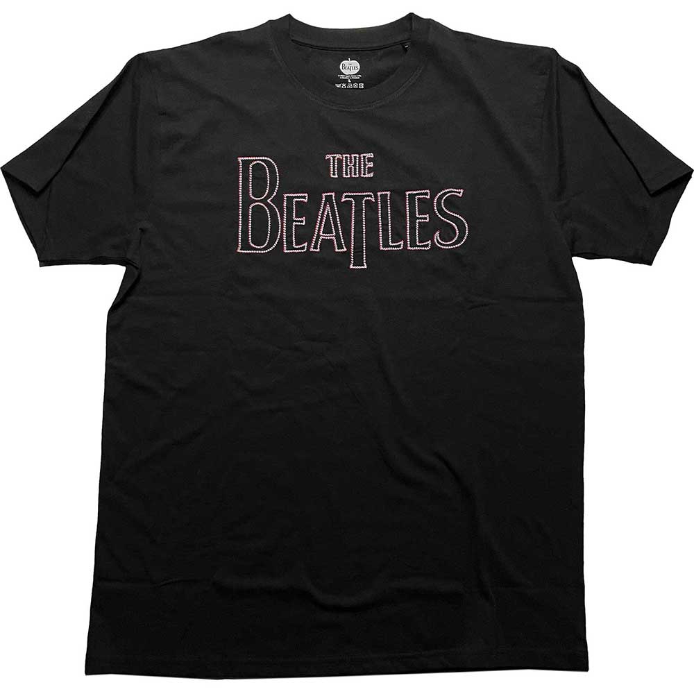 The Beatles Black T Shirt - Drop T Embroidered
