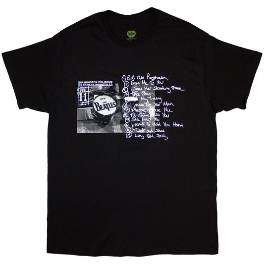 The Beatles T Shirt - Washington '64 Drum Photo & Setlist