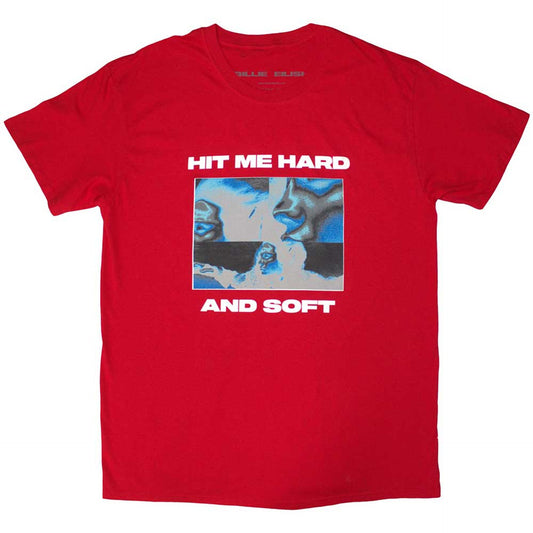Billie Eilish Red T Shirt - Hit Me Hard And Soft Negative