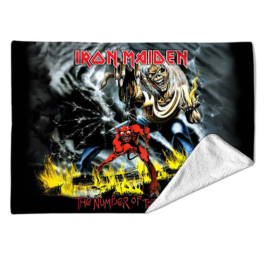 Rocksax Iron Maiden Sherpa Fleece Blanket - Number of the Beast