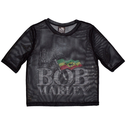 Bob Marley Women's Mesh Short Sleeve Crop Top - Logo