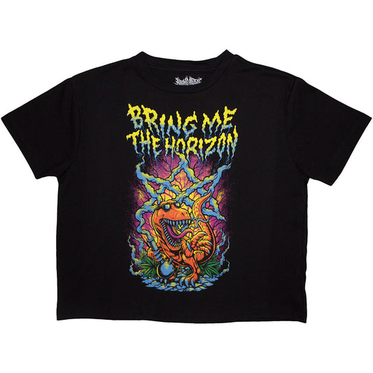 Bring Me The Horizon Women's Crop Top - Smoking Dinosaur | Buy Now For 24.99