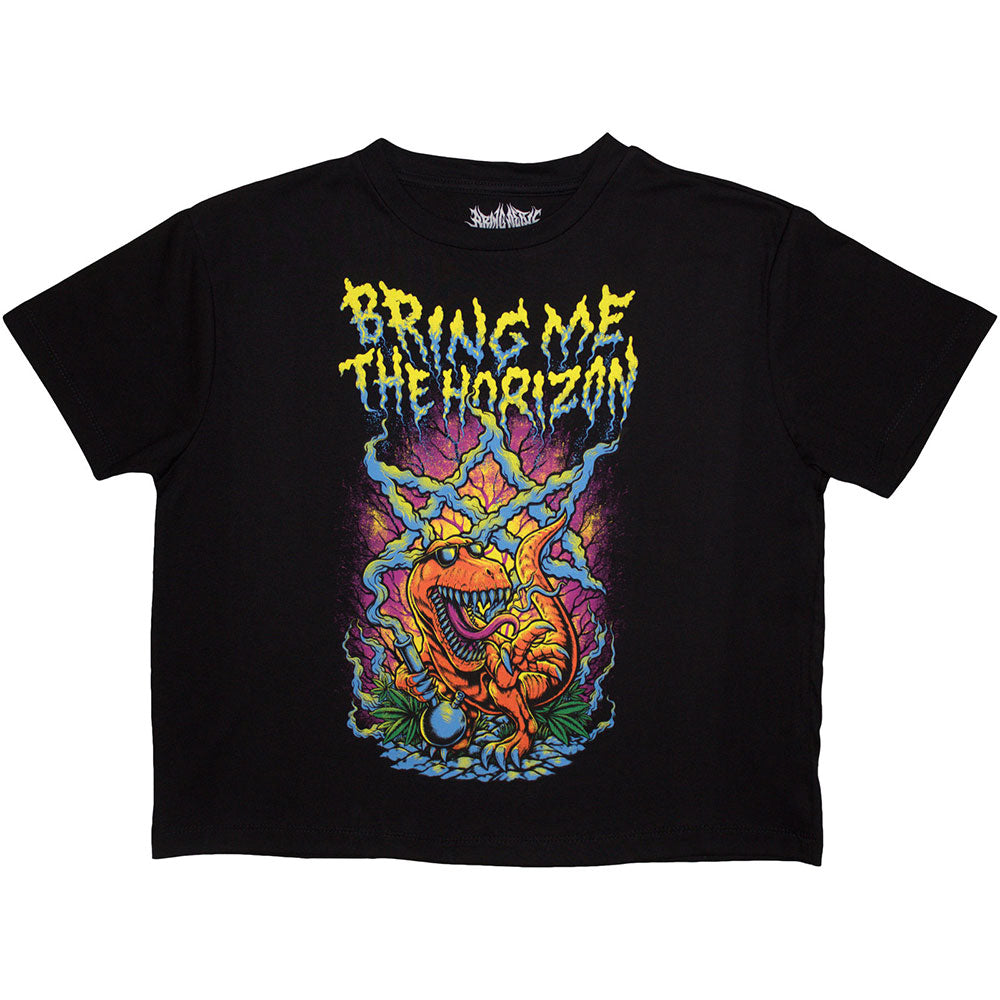 Bring Me The Horizon Women's Crop Top - Smoking Dinosaur | Buy Now For 24.99