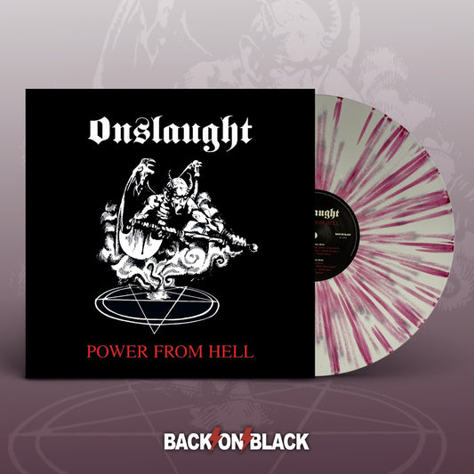 Onslaught LP - Power From Hell (White W/ Red Splatter Vinyl) | Buy Now For 40.99