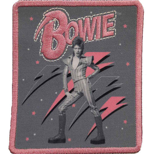 David Bowie Patches - Iron On - Pink Flash Woven Logo