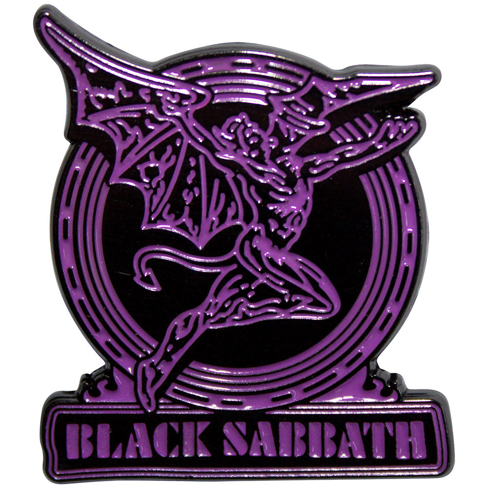Black Sabbath Pin - Badge - Purple Text Logo & Daemon