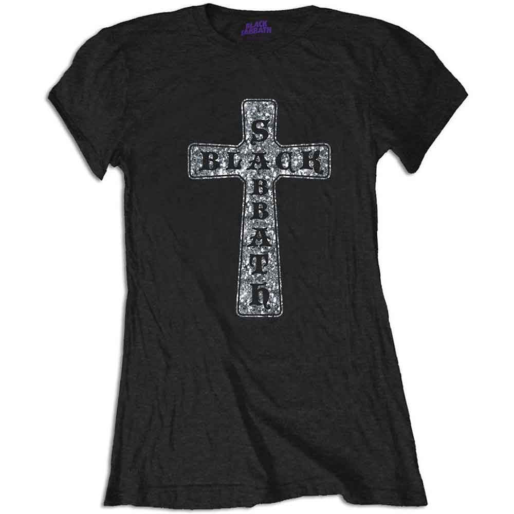 Black Sabbath Woman's T Shirt - Cross Diamante