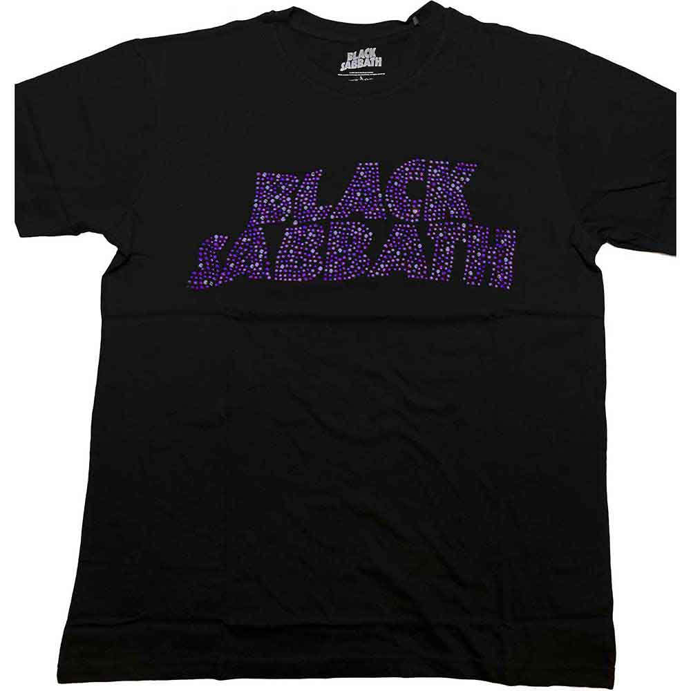 Black Sabbath T Shirt - Wavy Logo Diamante