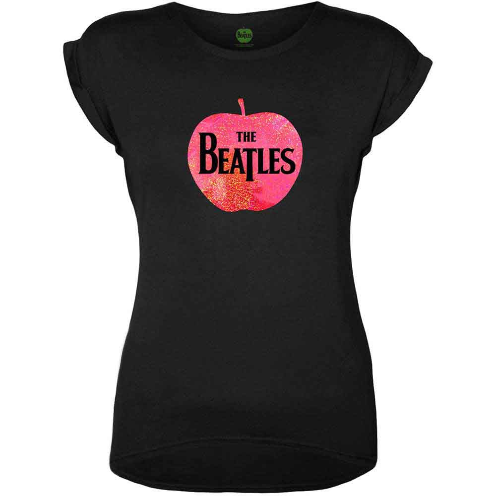 The Beatles Women's T Shirt - Bll Apple Pink Sparkle Gel | Buy Now For 9.99