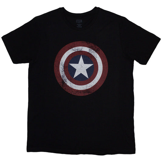 Marvel Comics T Shirt - Captain America Distress Shield | Buy Now For 19.99