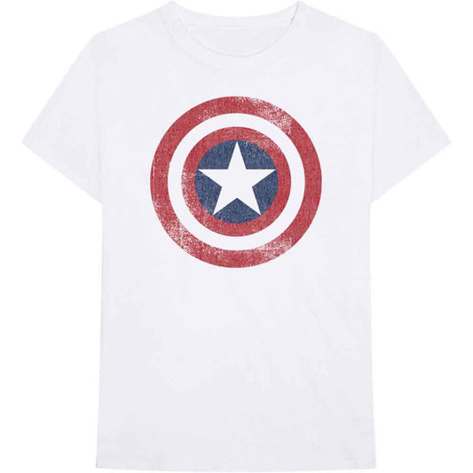 Marvel Comics T Shirt - Captain America Distress Shield | Buy Now For 19.99