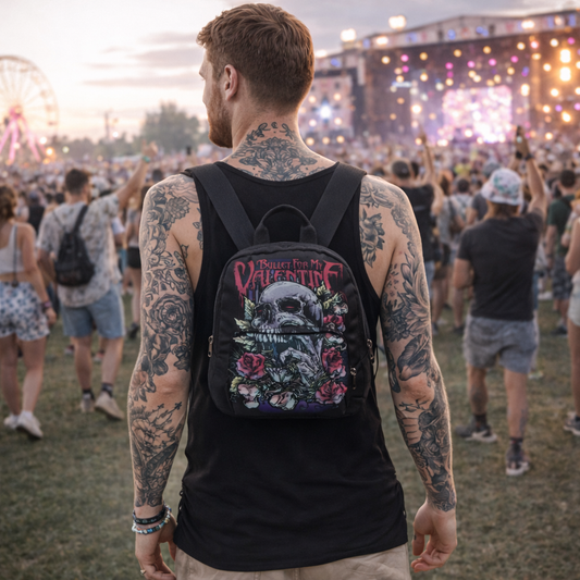 Rocksax Bullet For My Valentine Mini Backpack - Skull Red Eyes